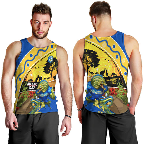 Eels Rugby ANZAC Day Men Tank Top Parra Mascot Rosemary Starry Night