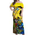 Eels Rugby ANZAC Day Off Shoulder Maxi Dress Parra Mascot Rosemary Starry Night