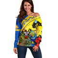 Eels Rugby ANZAC Day Off Shoulder Sweater Parra Mascot Rosemary Starry Night
