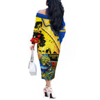 Eels Rugby ANZAC Day Off The Shoulder Long Sleeve Dress Parra Mascot Rosemary Starry Night