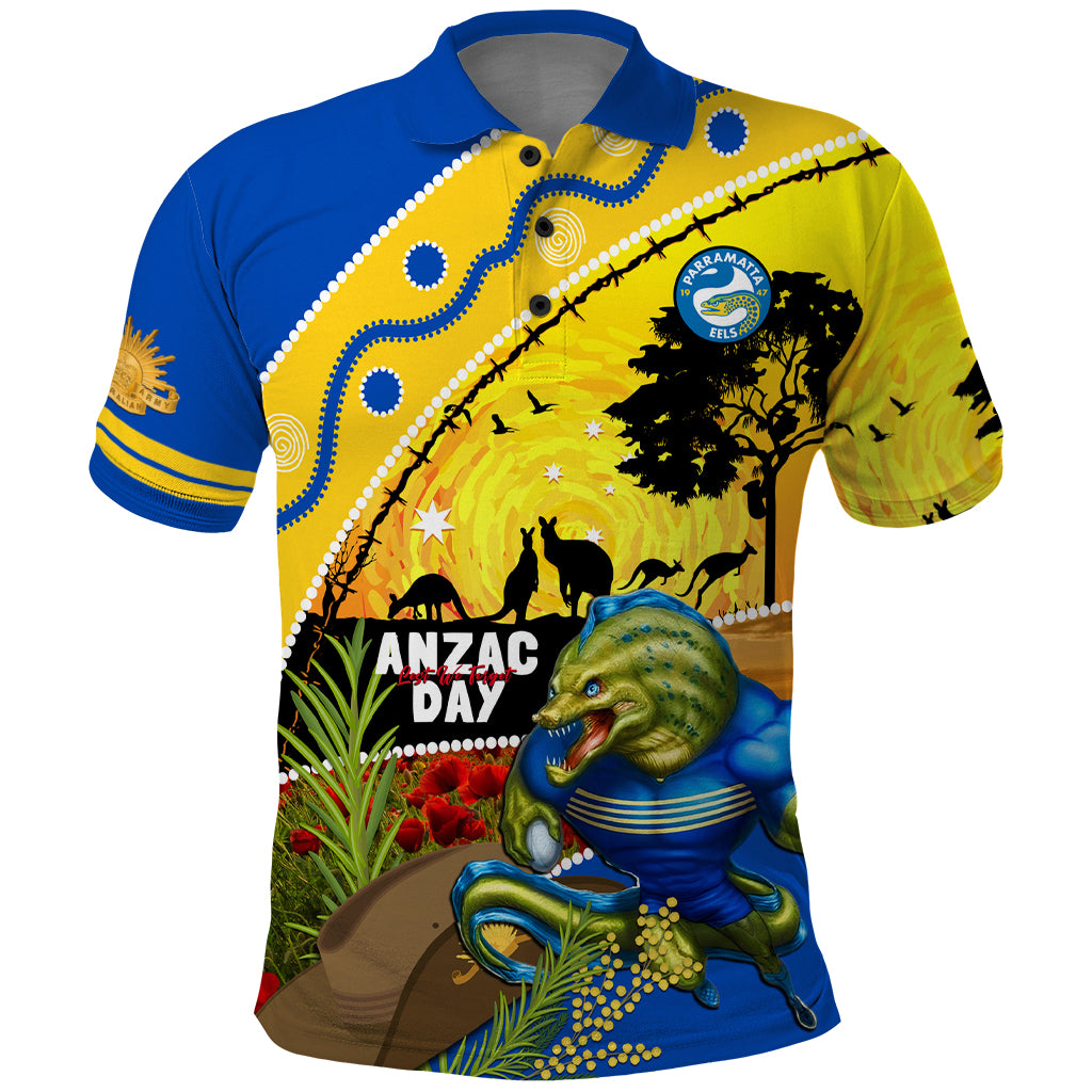 Eels Rugby ANZAC Day Polo Shirt Parra Mascot Rosemary Starry Night