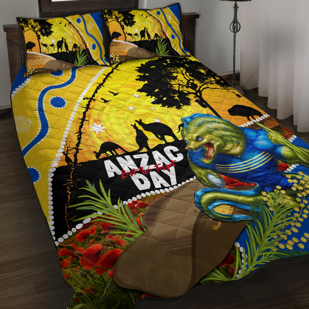 Eels Rugby ANZAC Day Quilt Bed Set Parra Mascot Rosemary Starry Night