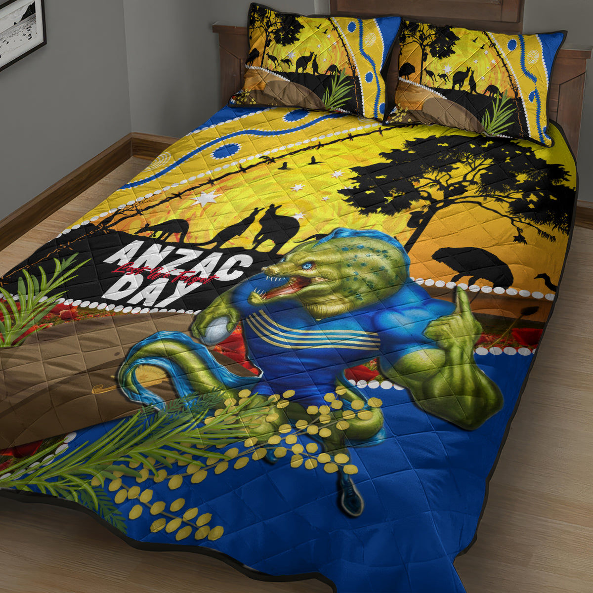 Eels Rugby ANZAC Day Quilt Bed Set Parra Mascot Rosemary Starry Night