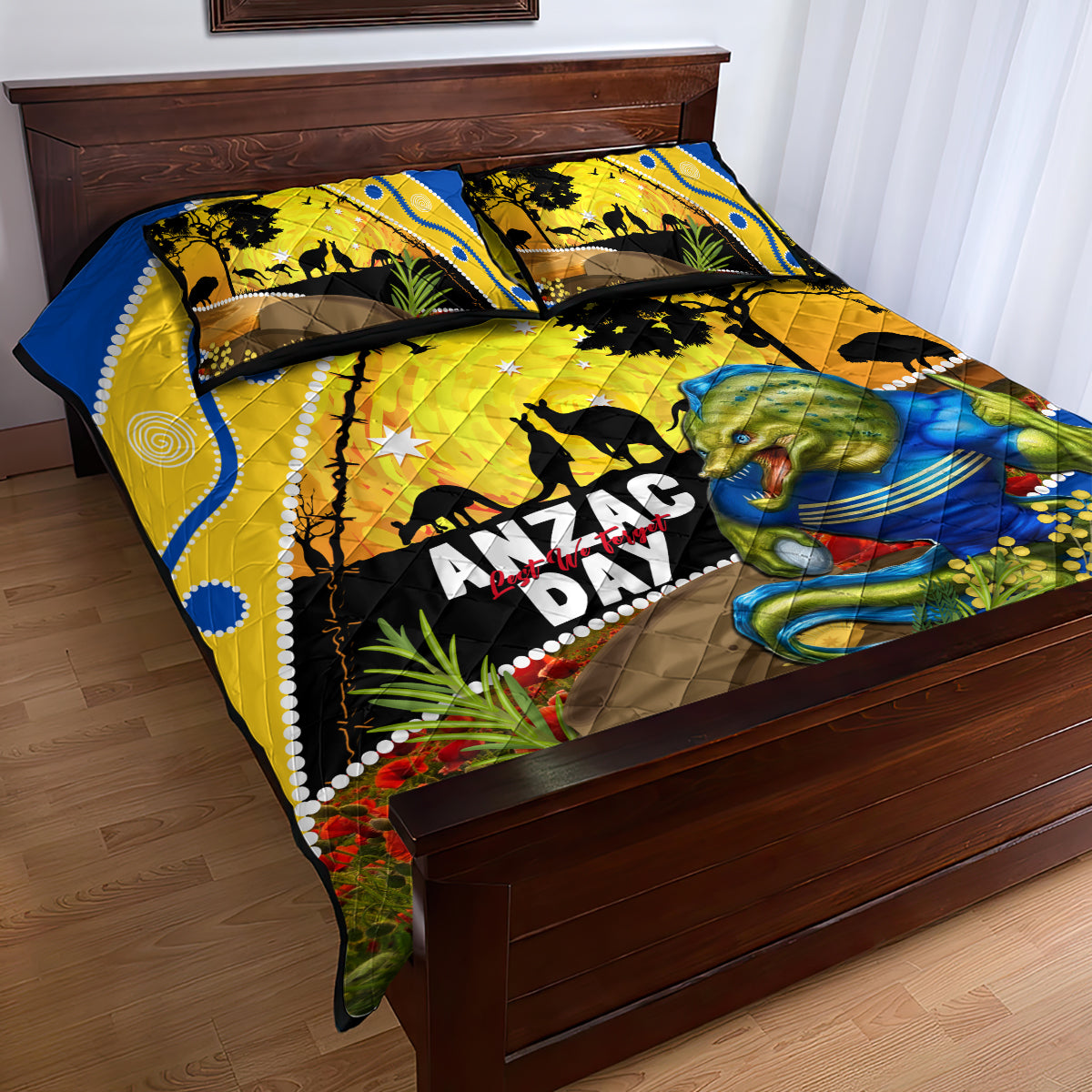 Eels Rugby ANZAC Day Quilt Bed Set Parra Mascot Rosemary Starry Night