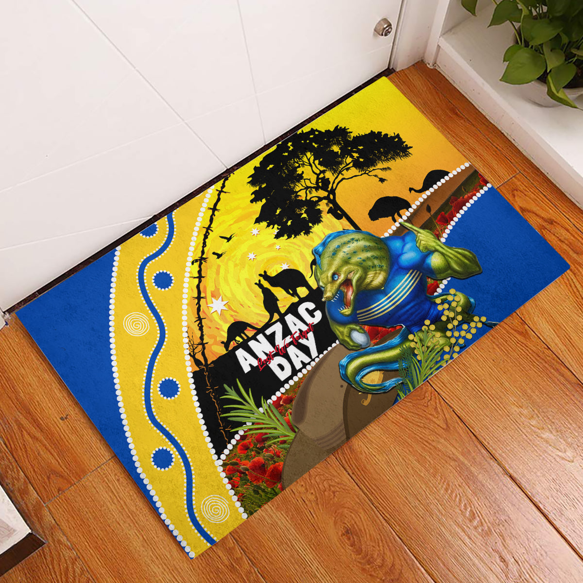 Eels Rugby ANZAC Day Rubber Doormat Parra Mascot Rosemary Starry Night