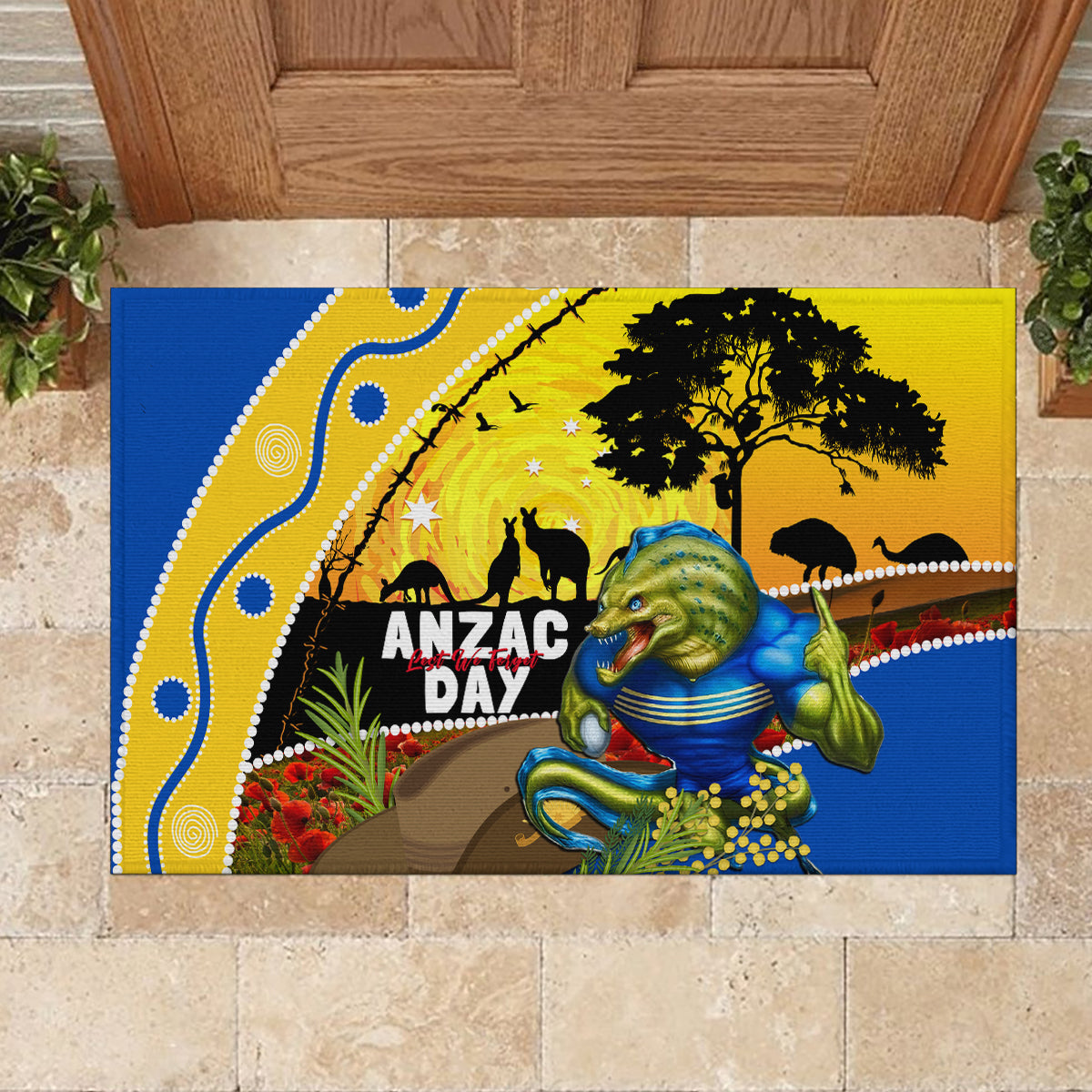 Eels Rugby ANZAC Day Rubber Doormat Parra Mascot Rosemary Starry Night