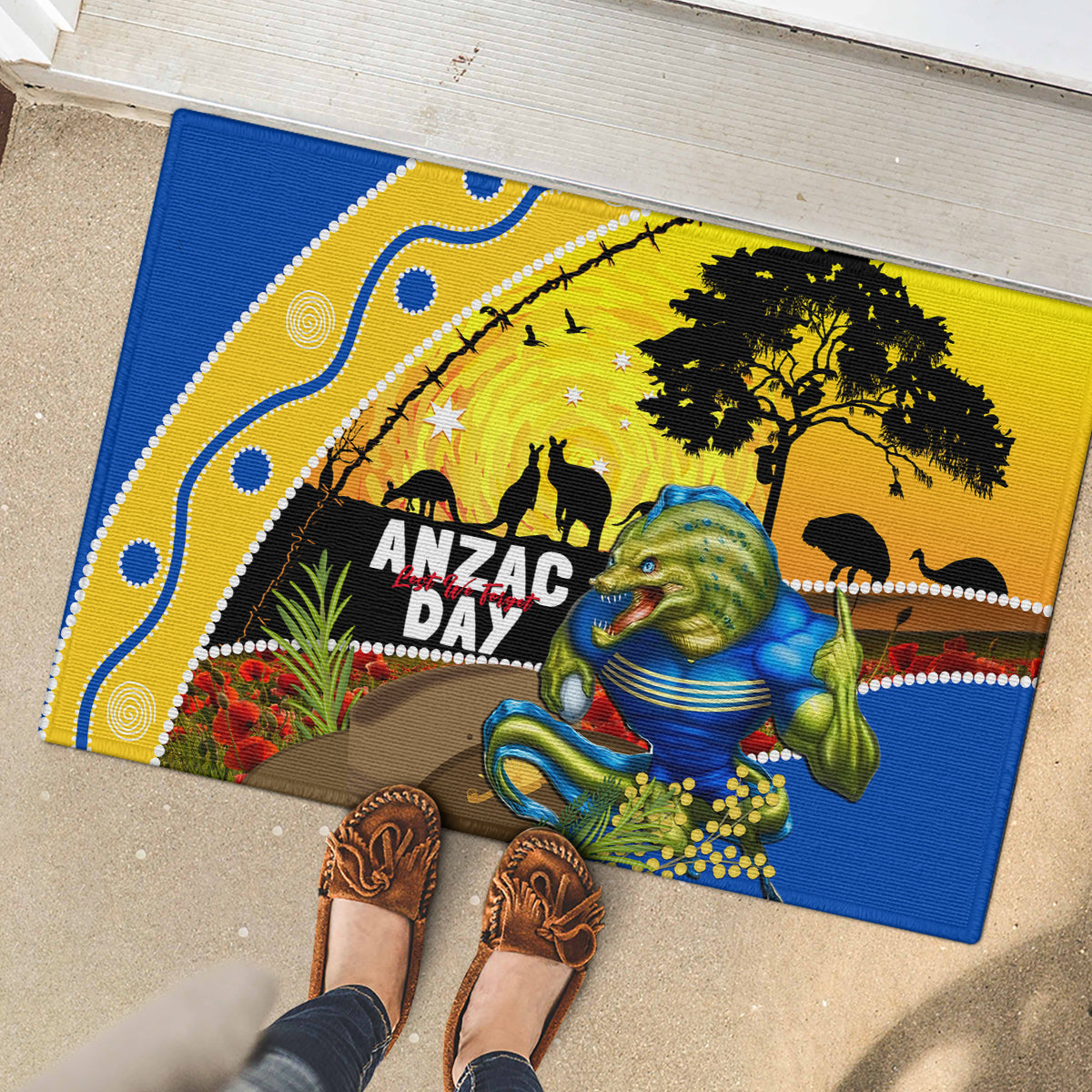 Eels Rugby ANZAC Day Rubber Doormat Parra Mascot Rosemary Starry Night