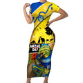 Eels Rugby ANZAC Day Short Sleeve Bodycon Dress Parra Mascot Rosemary Starry Night
