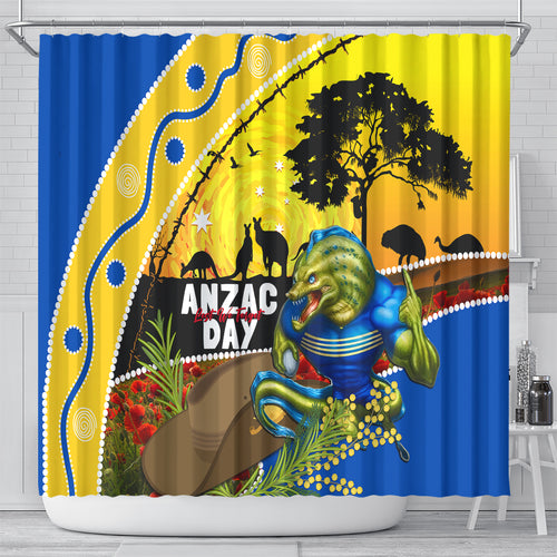 Eels Rugby ANZAC Day Shower Curtain Parra Mascot Rosemary Starry Night