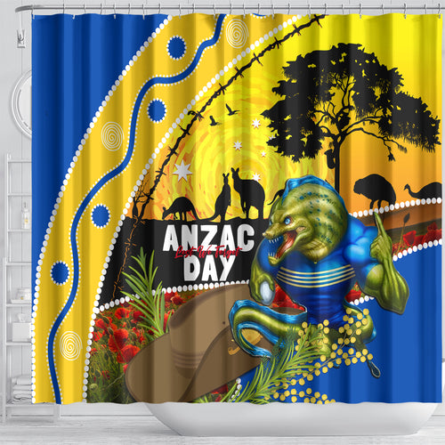 Eels Rugby ANZAC Day Shower Curtain Parra Mascot Rosemary Starry Night