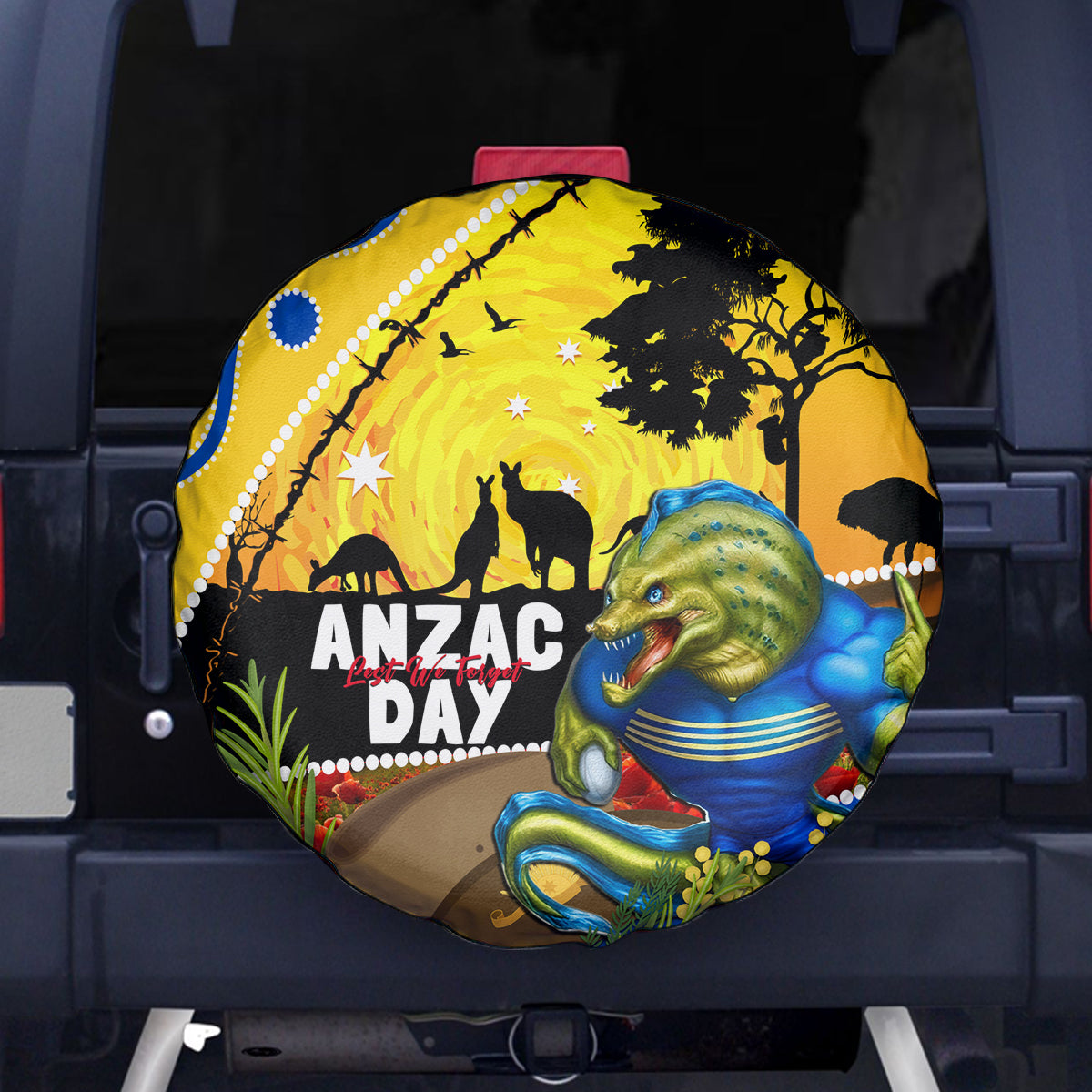 Eels Rugby ANZAC Day Spare Tire Cover Parra Mascot Rosemary Starry Night