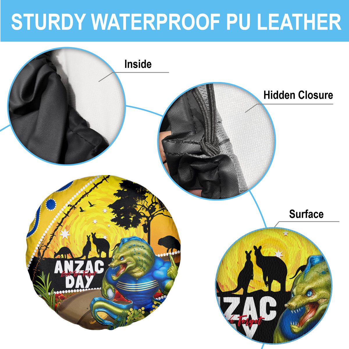 Eels Rugby ANZAC Day Spare Tire Cover Parra Mascot Rosemary Starry Night