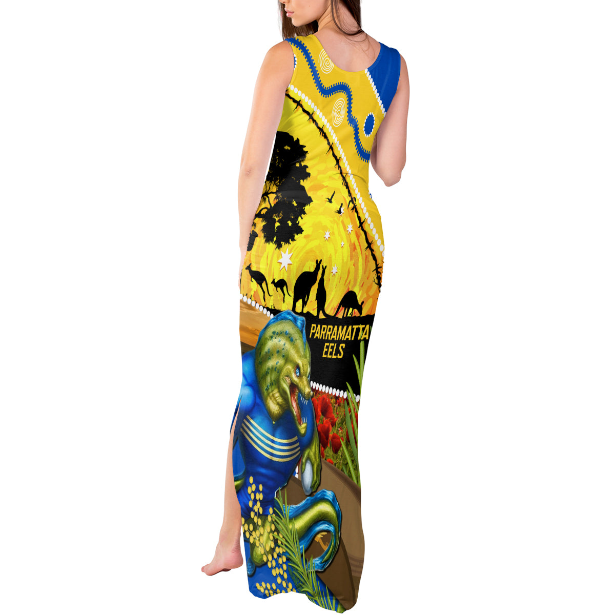 Eels Rugby ANZAC Day Tank Maxi Dress Parra Mascot Rosemary Starry Night