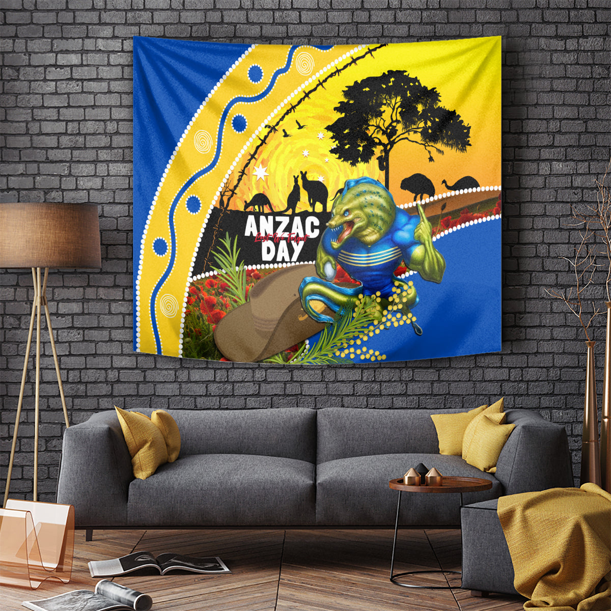 Eels Rugby ANZAC Day Tapestry Parra Mascot Rosemary Starry Night