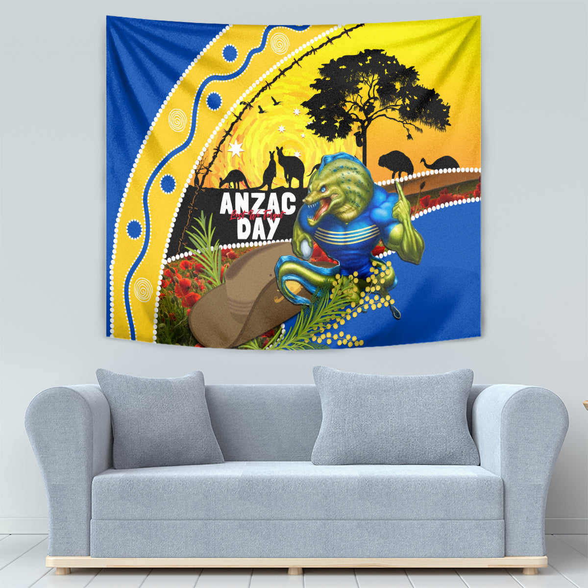 Eels Rugby ANZAC Day Tapestry Parra Mascot Rosemary Starry Night