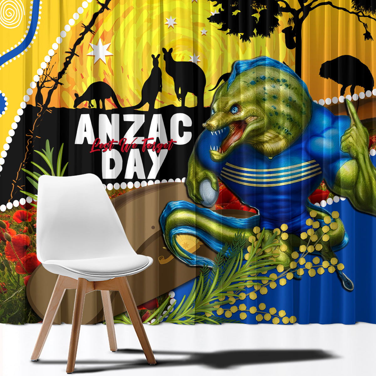 Eels Rugby ANZAC Day Window Curtain Parra Mascot Rosemary Starry Night