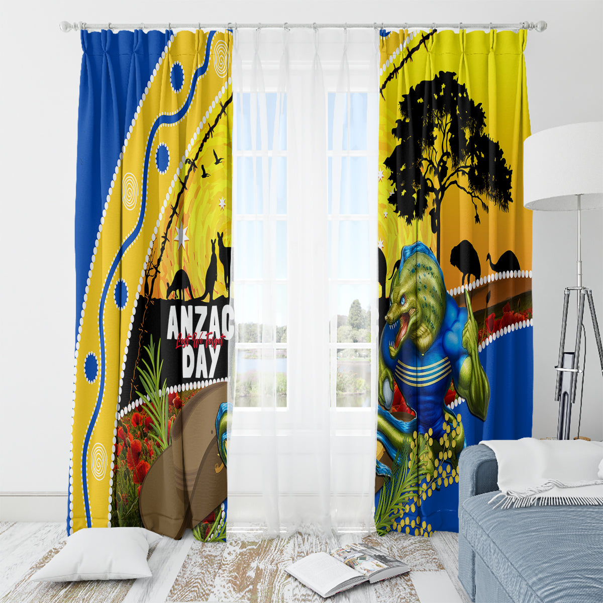 Eels Rugby ANZAC Day Window Curtain Parra Mascot Rosemary Starry Night