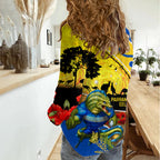 Eels Rugby ANZAC Day Women Casual Shirt Parra Mascot Rosemary Starry Night
