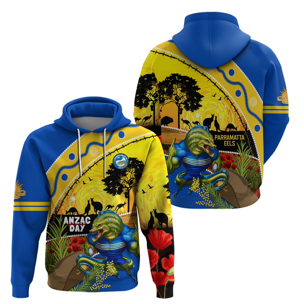 Eels Rugby ANZAC Day Zip Hoodie Parra Mascot Rosemary Starry Night