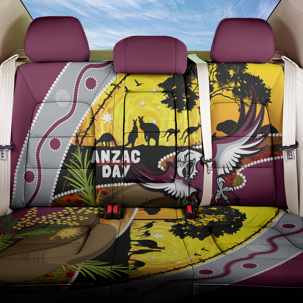 Eagles Rugby ANZAC Day Back Car Seat Cover Silvertails Rosemary Starry Night