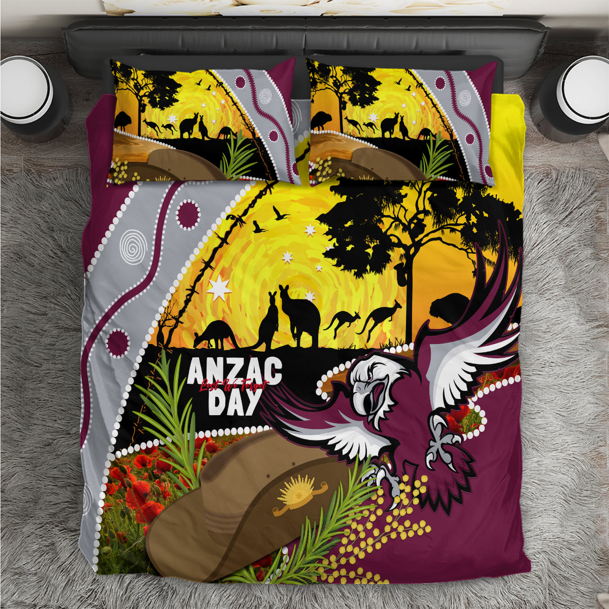 Eagles Rugby ANZAC Day Bedding Set Silvertails Rosemary Starry Night