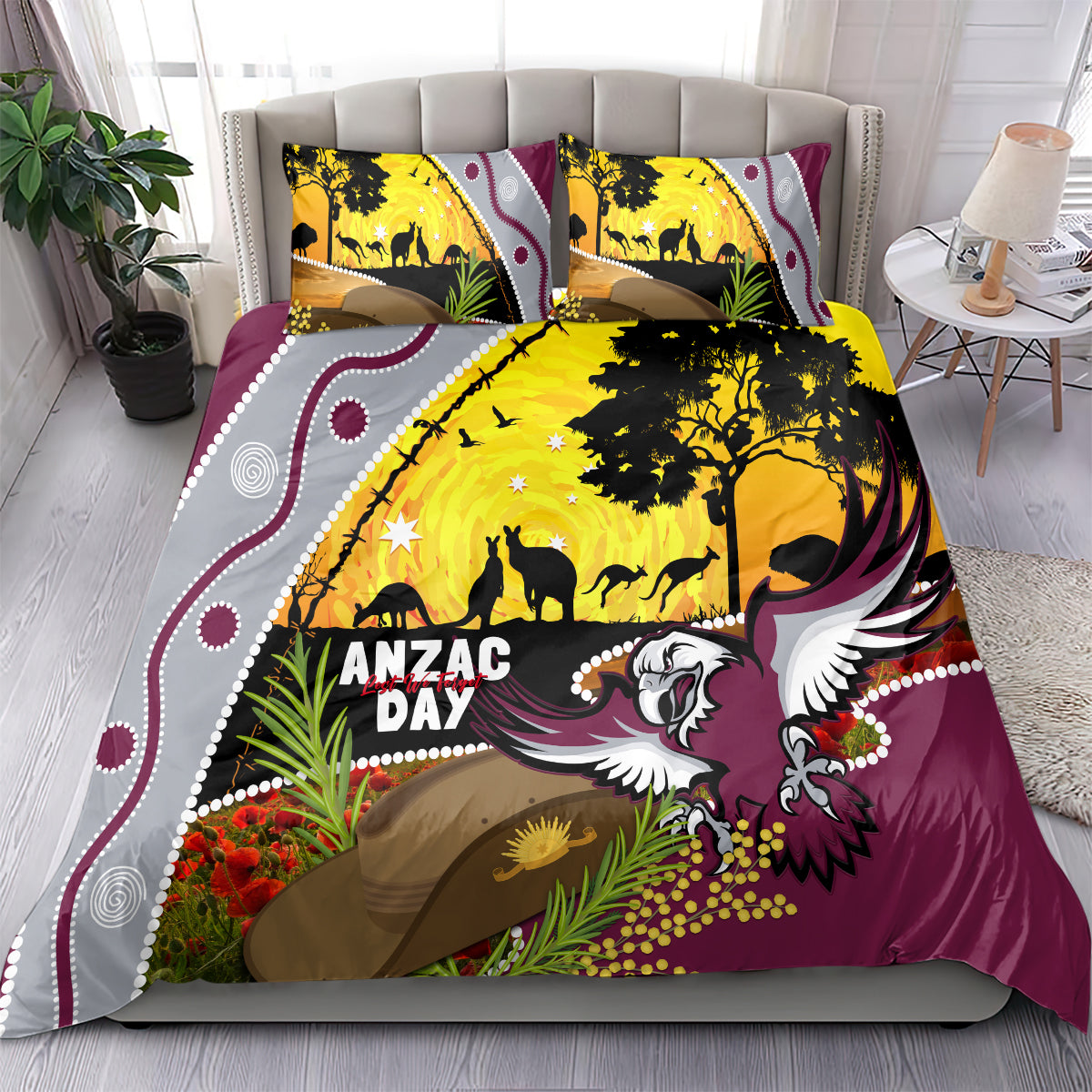 Eagles Rugby ANZAC Day Bedding Set Silvertails Rosemary Starry Night