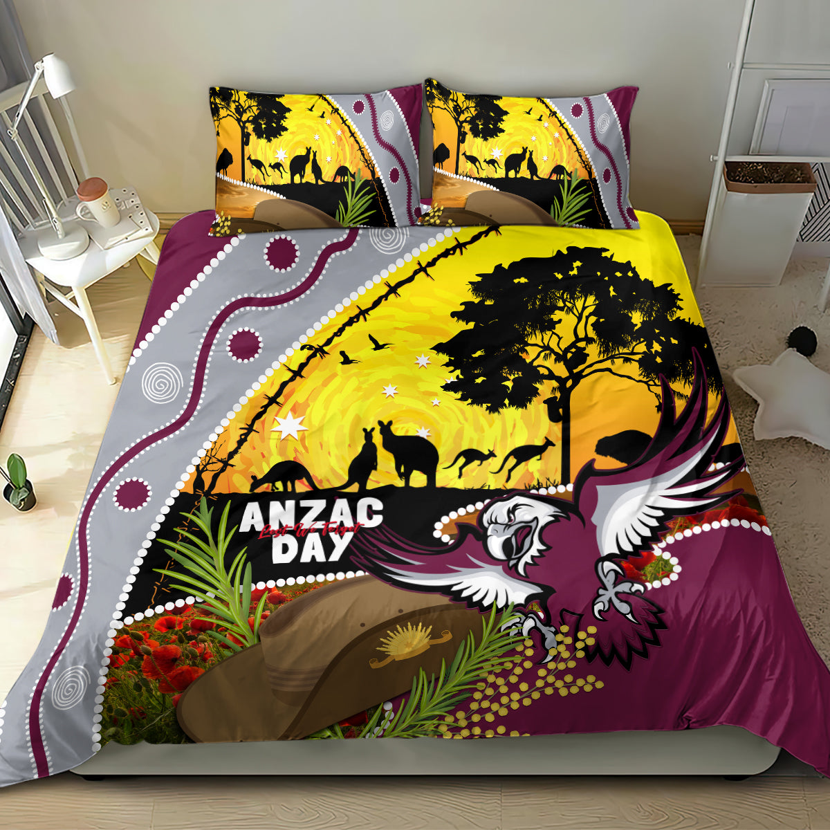 Eagles Rugby ANZAC Day Bedding Set Silvertails Rosemary Starry Night