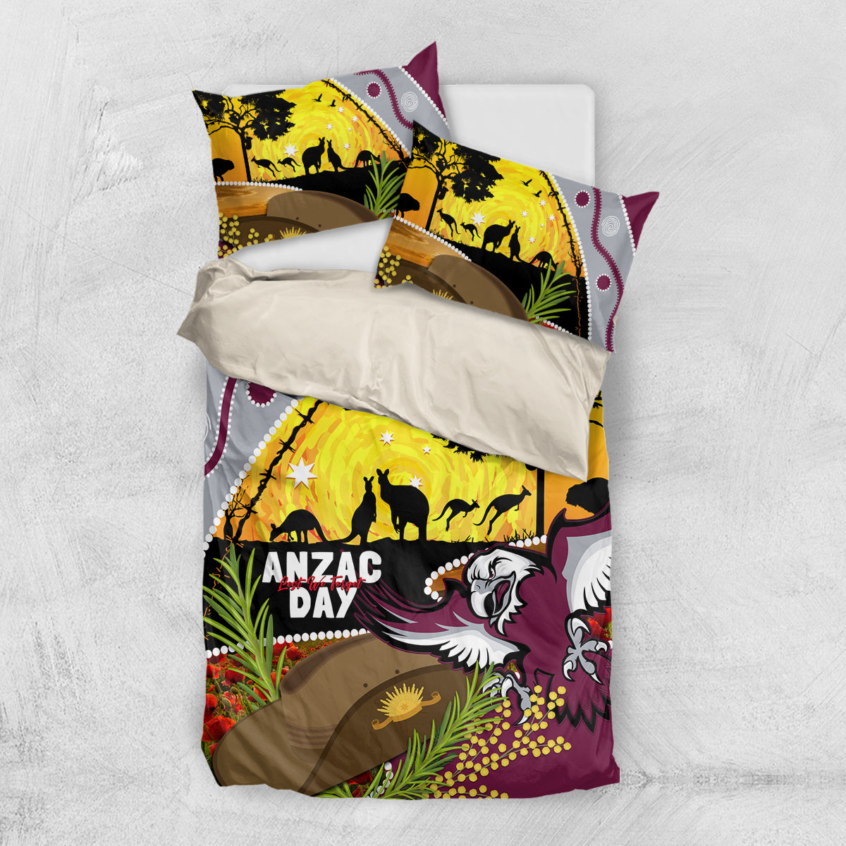 Eagles Rugby ANZAC Day Bedding Set Silvertails Rosemary Starry Night