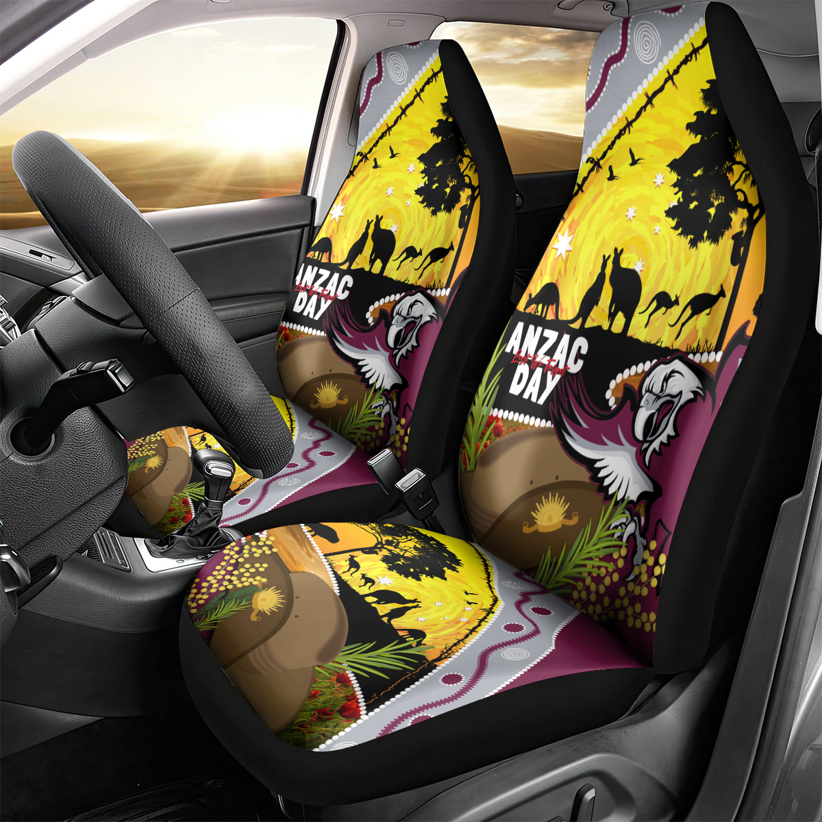 Eagles Rugby ANZAC Day Car Seat Cover Silvertails Rosemary Starry Night