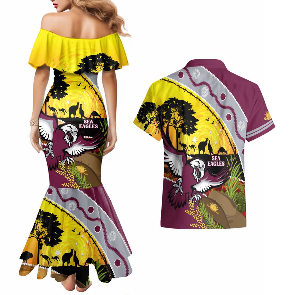 Eagles Rugby ANZAC Day Couples Matching Mermaid Dress and Hawaiian Shirt Silvertails Rosemary Starry Night