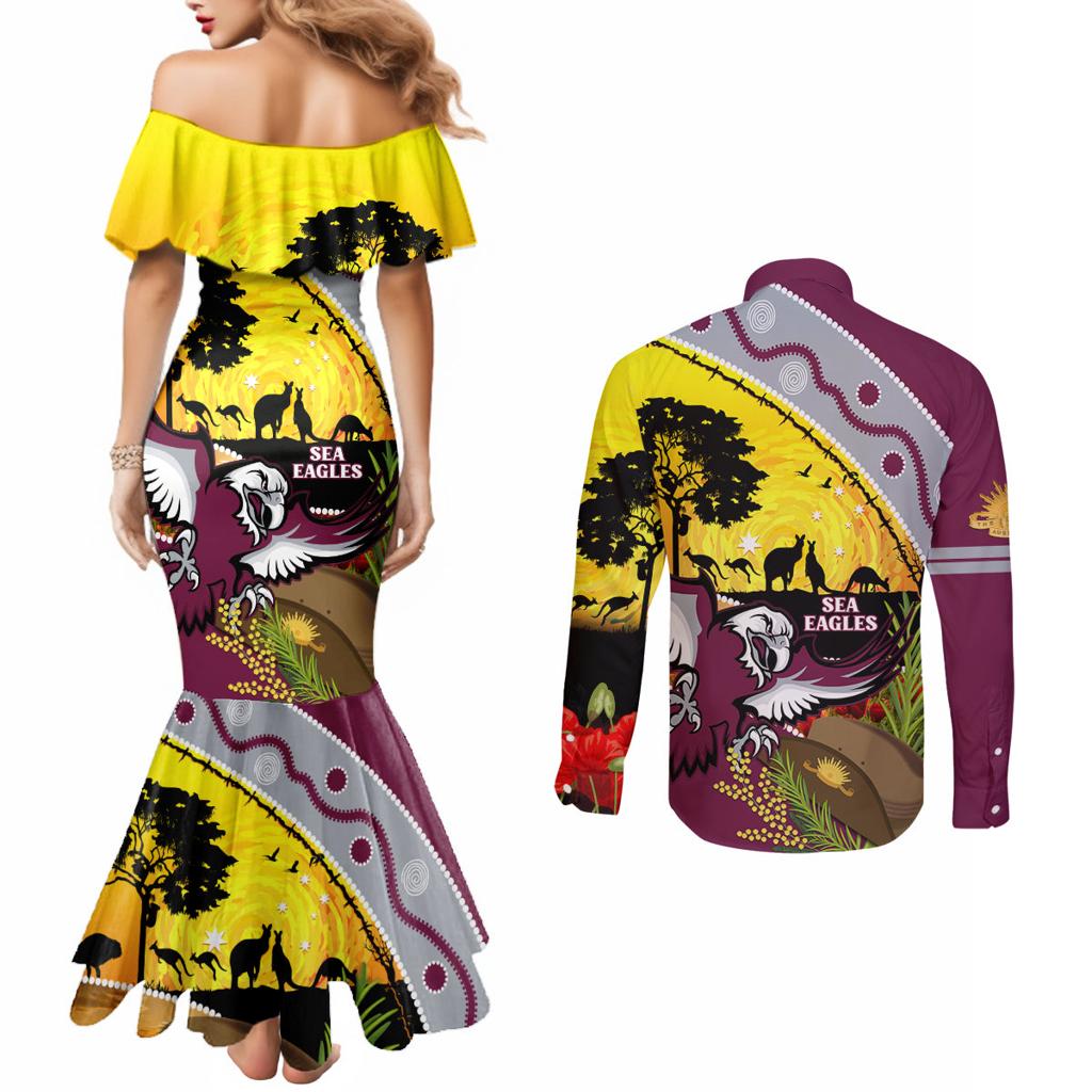 Eagles Rugby ANZAC Day Couples Matching Mermaid Dress and Long Sleeve Button Shirt Silvertails Rosemary Starry Night