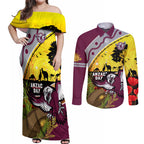 Eagles Rugby ANZAC Day Couples Matching Off Shoulder Maxi Dress and Long Sleeve Button Shirt Silvertails Rosemary Starry Night