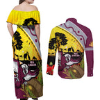 Eagles Rugby ANZAC Day Couples Matching Off Shoulder Maxi Dress and Long Sleeve Button Shirt Silvertails Rosemary Starry Night