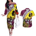 Eagles Rugby ANZAC Day Couples Matching Off The Shoulder Long Sleeve Dress and Hawaiian Shirt Silvertails Rosemary Starry Night