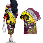 Eagles Rugby ANZAC Day Couples Matching Off The Shoulder Long Sleeve Dress and Hawaiian Shirt Silvertails Rosemary Starry Night