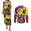 Eagles Rugby ANZAC Day Couples Matching Puletasi and Long Sleeve Button Shirt Silvertails Rosemary Starry Night