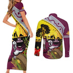 Eagles Rugby ANZAC Day Couples Matching Short Sleeve Bodycon Dress and Long Sleeve Button Shirt Silvertails Rosemary Starry Night