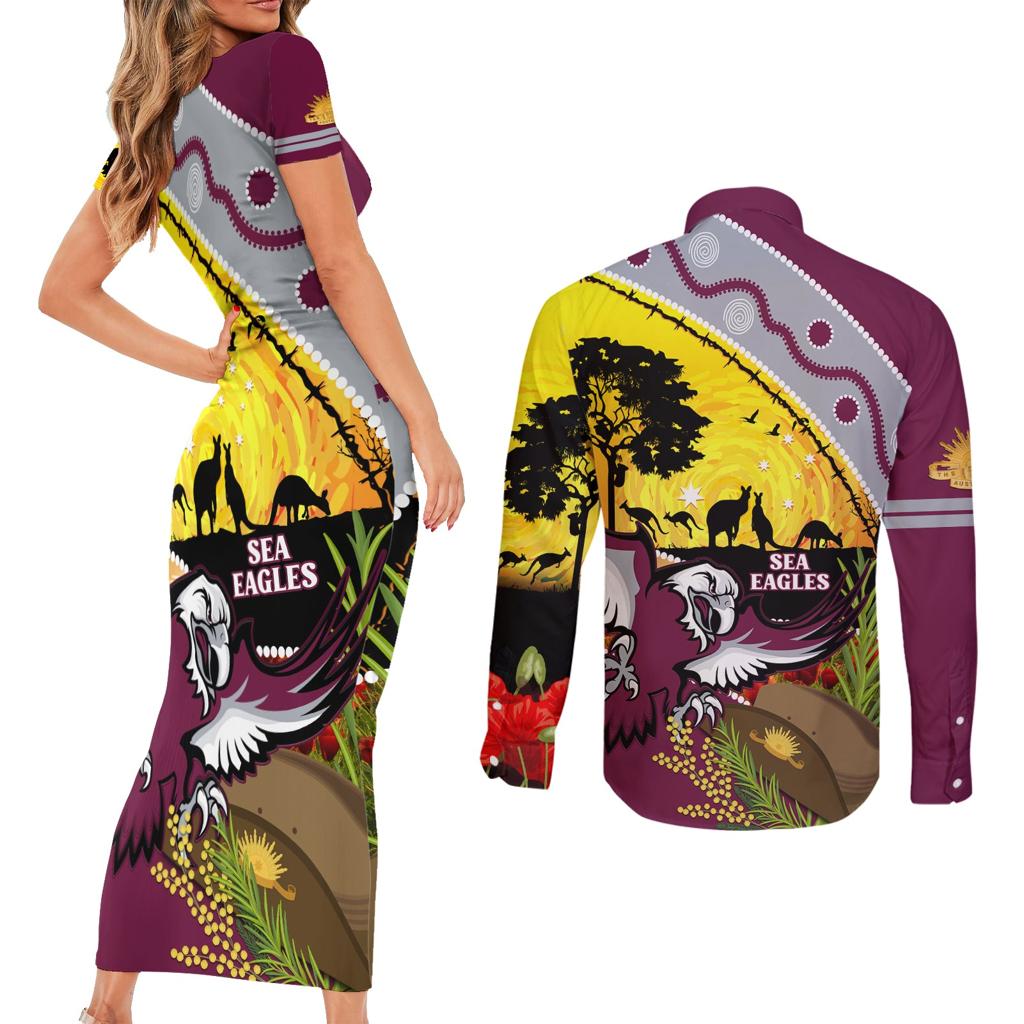 Eagles Rugby ANZAC Day Couples Matching Short Sleeve Bodycon Dress and Long Sleeve Button Shirt Silvertails Rosemary Starry Night