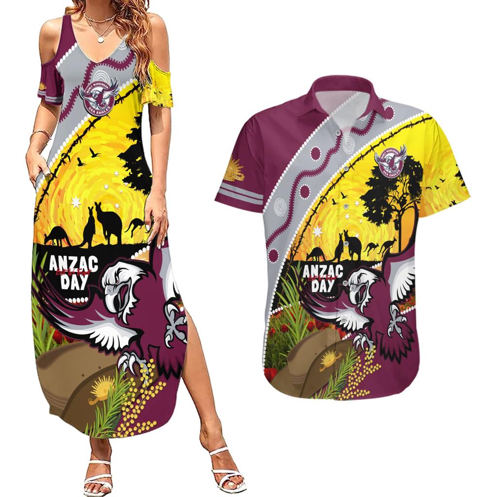 Eagles Rugby ANZAC Day Couples Matching Summer Maxi Dress and Hawaiian Shirt Silvertails Rosemary Starry Night