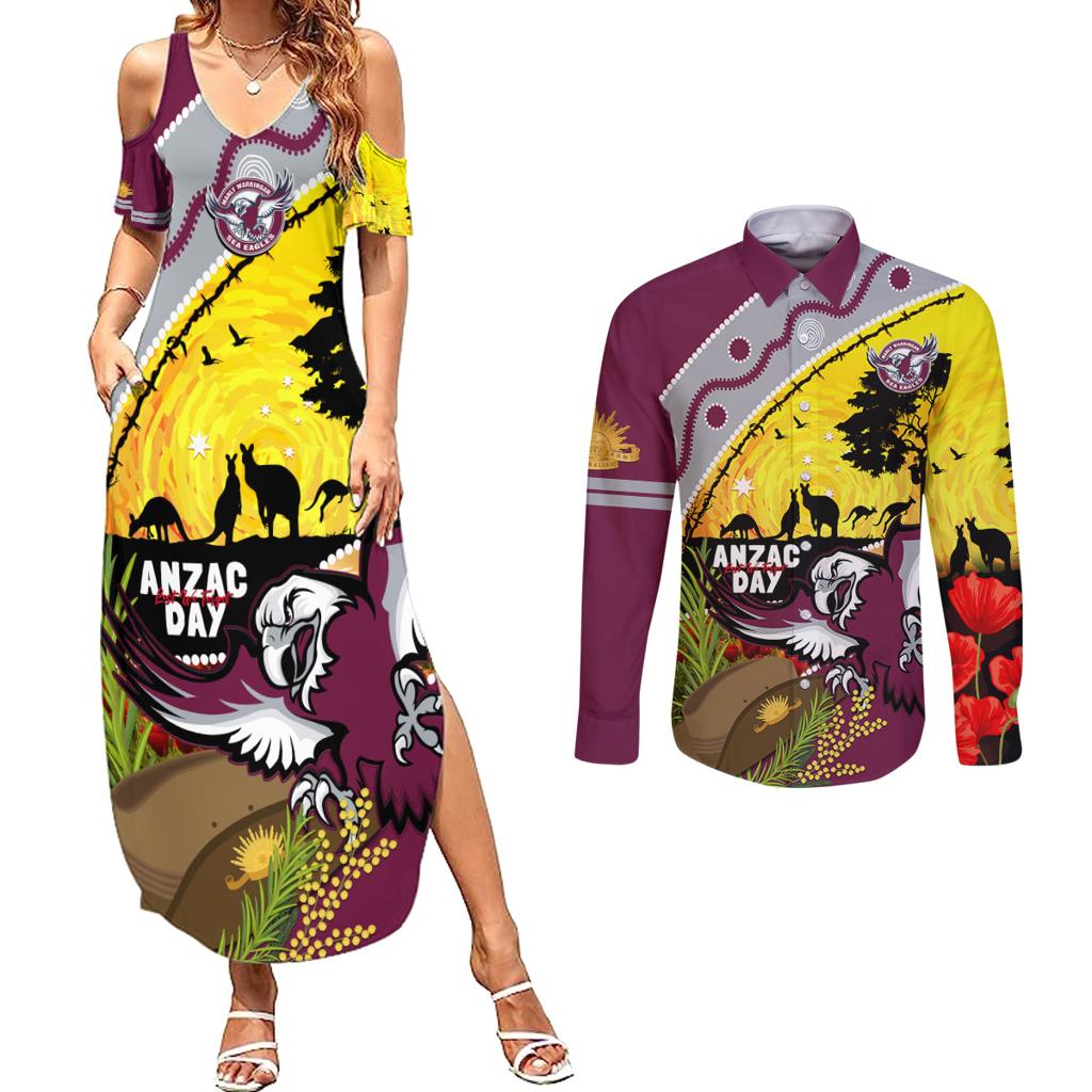 Eagles Rugby ANZAC Day Couples Matching Summer Maxi Dress and Long Sleeve Button Shirt Silvertails Rosemary Starry Night