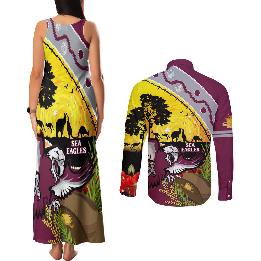 Eagles Rugby ANZAC Day Couples Matching Tank Maxi Dress and Long Sleeve Button Shirt Silvertails Rosemary Starry Night