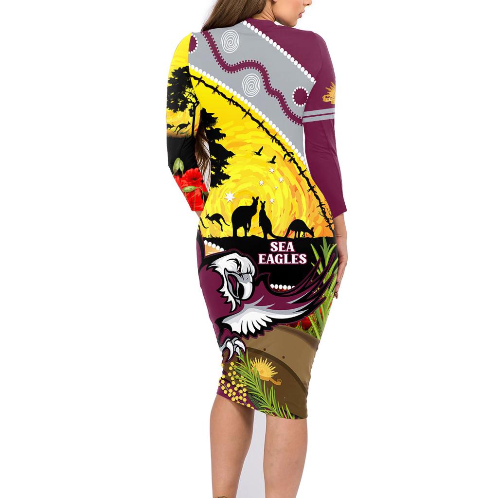 Eagles Rugby ANZAC Day Family Matching Long Sleeve Bodycon Dress and Hawaiian Shirt Silvertails Rosemary Starry Night