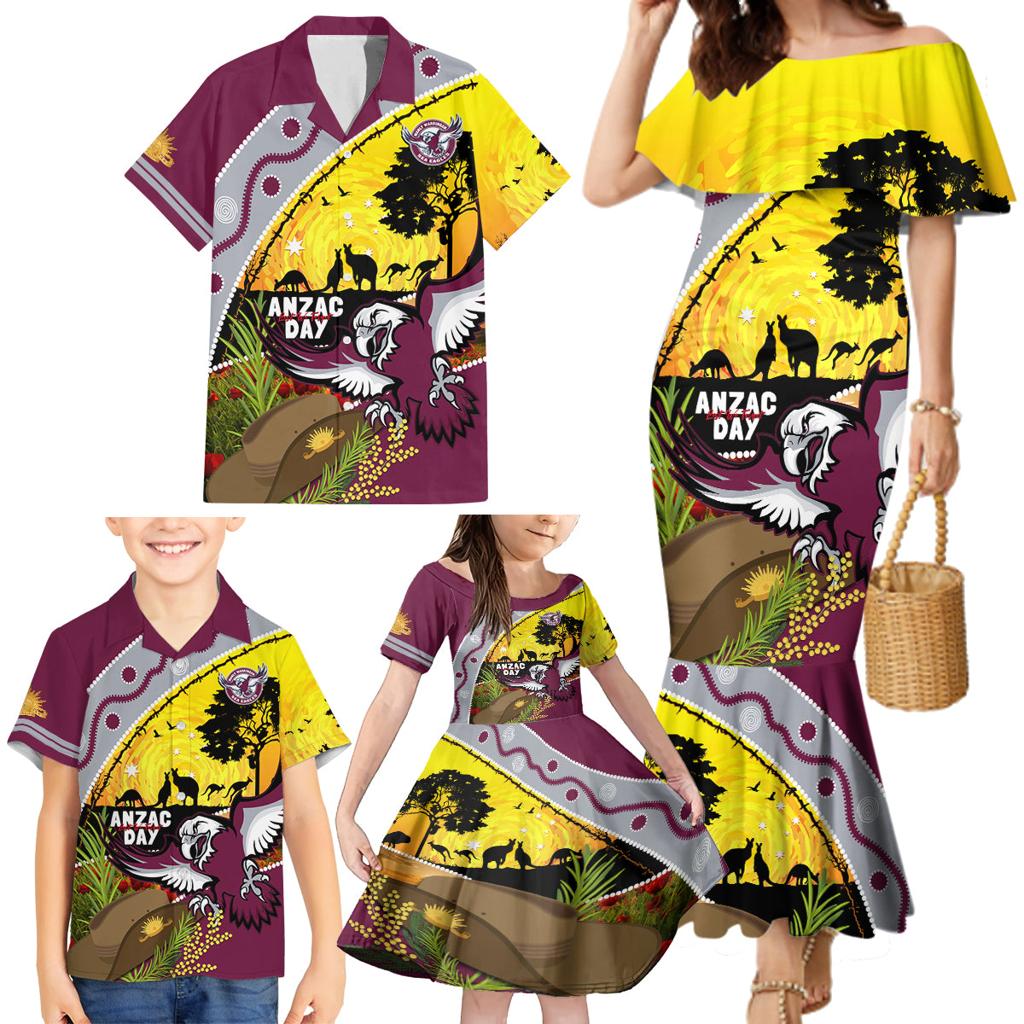 Eagles Rugby ANZAC Day Family Matching Mermaid Dress and Hawaiian Shirt Silvertails Rosemary Starry Night