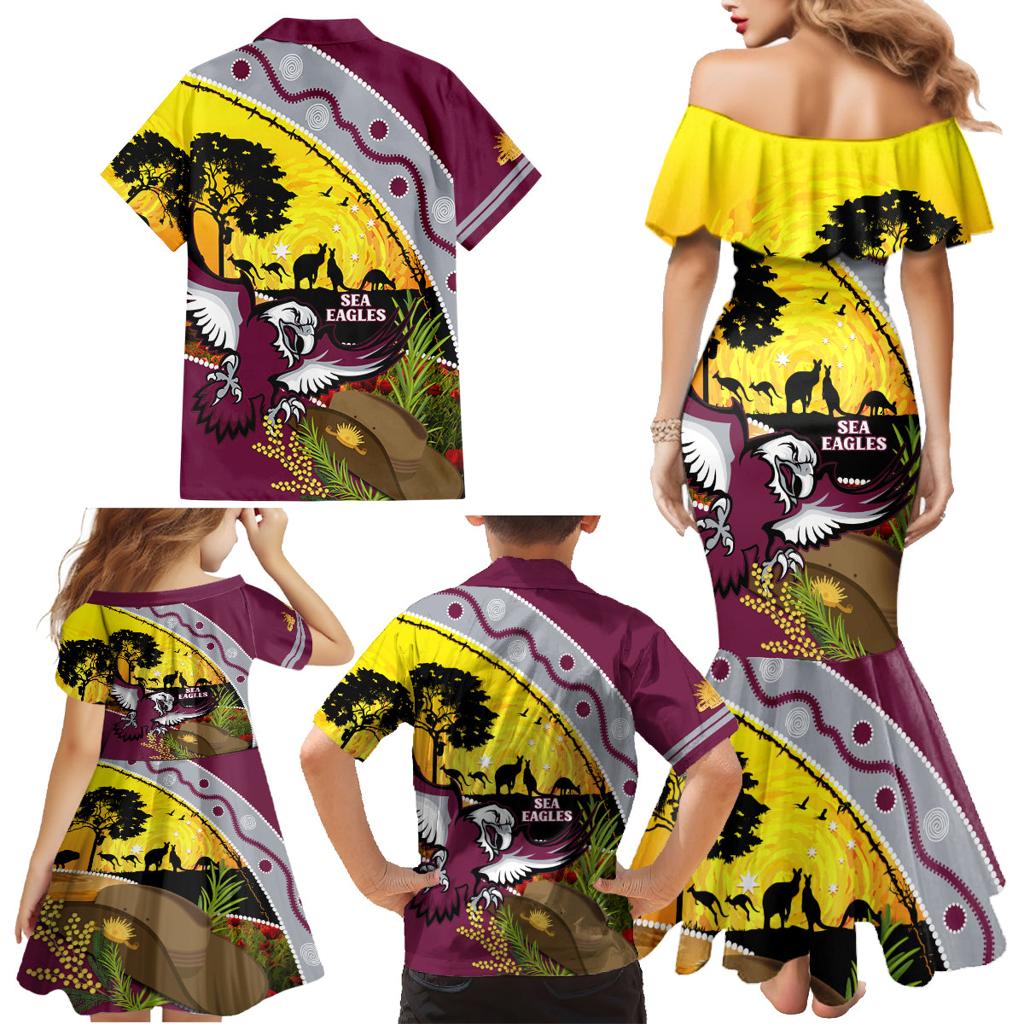 Eagles Rugby ANZAC Day Family Matching Mermaid Dress and Hawaiian Shirt Silvertails Rosemary Starry Night