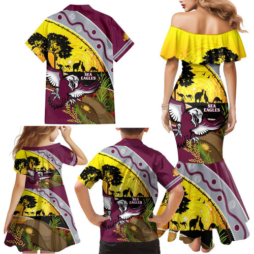 Eagles Rugby ANZAC Day Family Matching Mermaid Dress and Hawaiian Shirt Silvertails Rosemary Starry Night