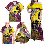 Eagles Rugby ANZAC Day Family Matching Off Shoulder Maxi Dress and Hawaiian Shirt Silvertails Rosemary Starry Night