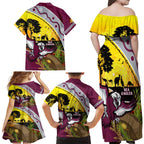 Eagles Rugby ANZAC Day Family Matching Off Shoulder Maxi Dress and Hawaiian Shirt Silvertails Rosemary Starry Night
