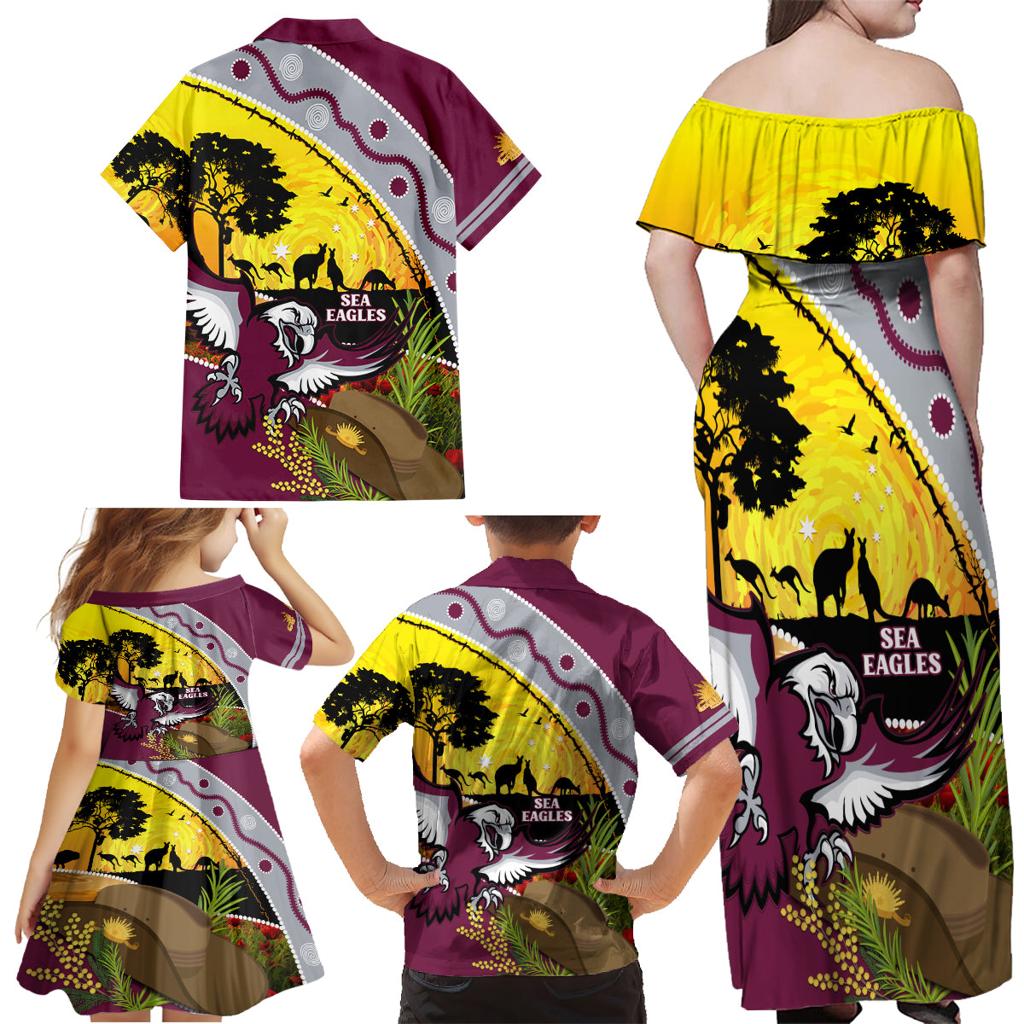 Eagles Rugby ANZAC Day Family Matching Off Shoulder Maxi Dress and Hawaiian Shirt Silvertails Rosemary Starry Night