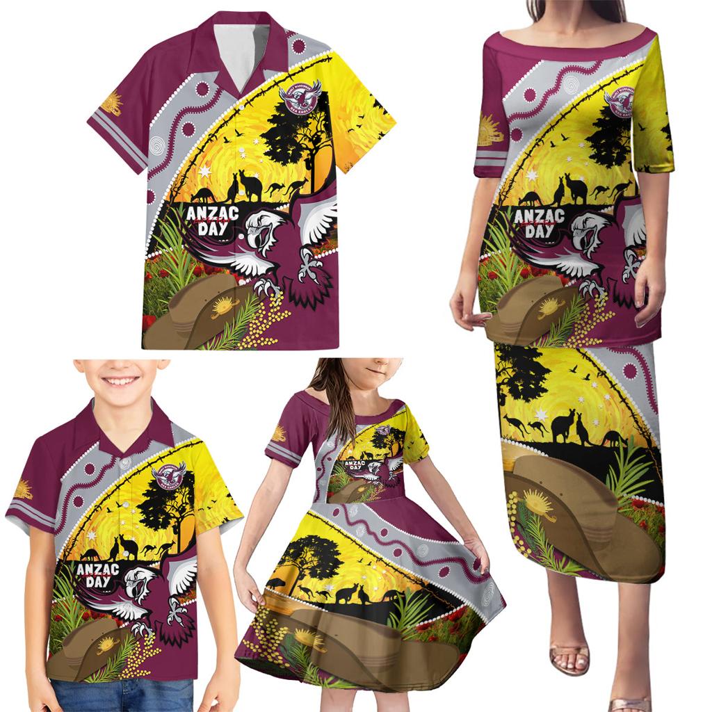 Eagles Rugby ANZAC Day Family Matching Puletasi and Hawaiian Shirt Silvertails Rosemary Starry Night