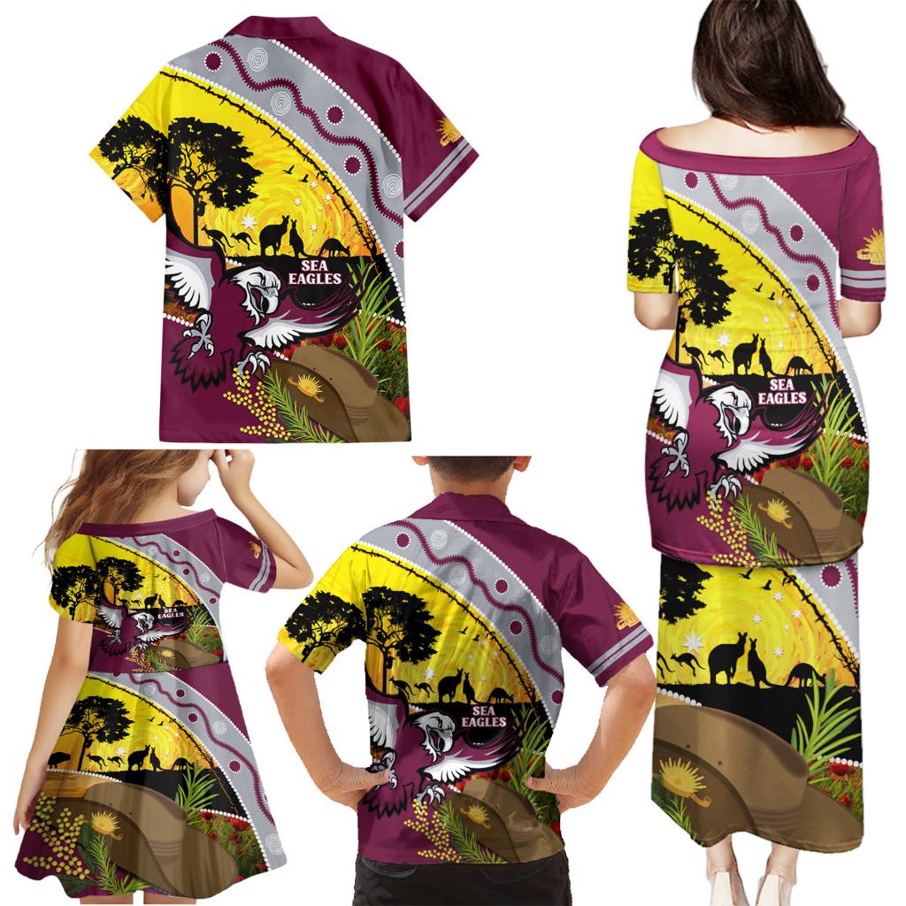 Eagles Rugby ANZAC Day Family Matching Puletasi and Hawaiian Shirt Silvertails Rosemary Starry Night